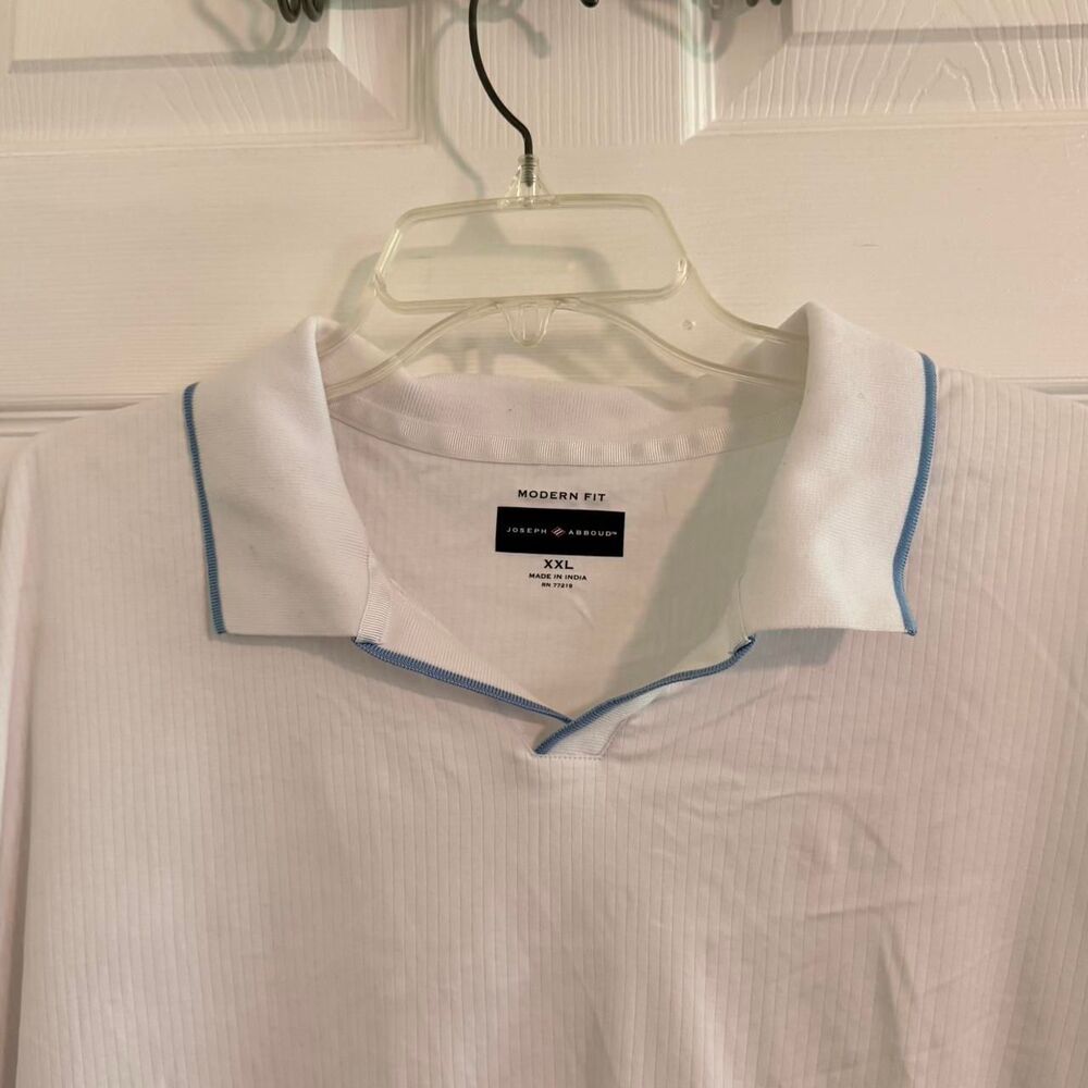 Joseph Abboud Modern Fit White Golf Polo Shirt Size XXL